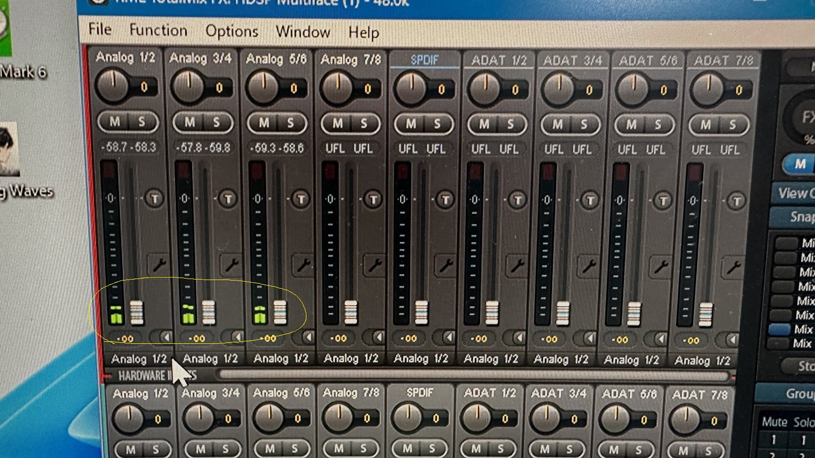 RME ToatalMIX white noise